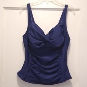 New Without Tags (fits like a medium) navy blue tankini top tummy control